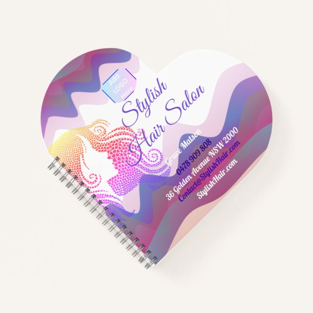 Business Rainbow Waves Spiral Carnet avec logo (Devant)
