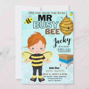 Busy Bee 3 différente carte d'invitation d'anniver