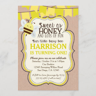 Busy Bee Birthday Invitation pour garçon ou fille