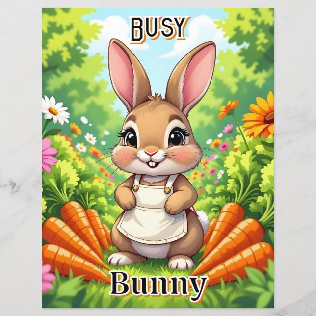 Busy Bunny | Jolie illustration de nursery pour en (Devant)