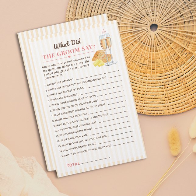 Butter -What Did The Groom Say? Bridal Shower Game (Créateur téléchargé)