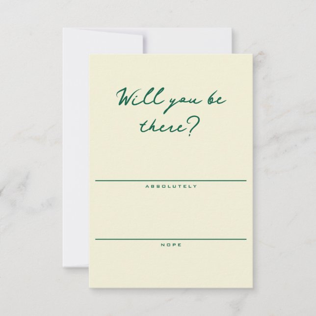 Butter Yellow and Green Simple RSVP Card (Devant)