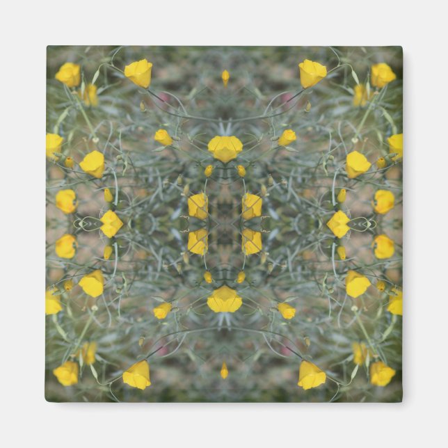 Butter Yellow California Poppy Pattern Magnet (Devant)