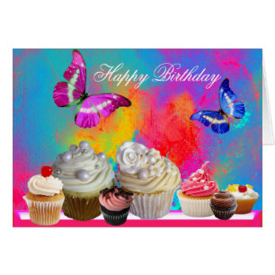 BUTTERFLIES YUMMY CUPCAKES, ANNIVERSAIRE COLORÉ