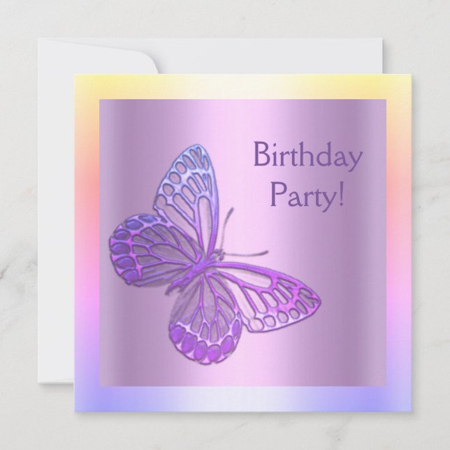 BUTTERFLY ANNIVERSAIRE INVITATION violet nouveau (Devant)
