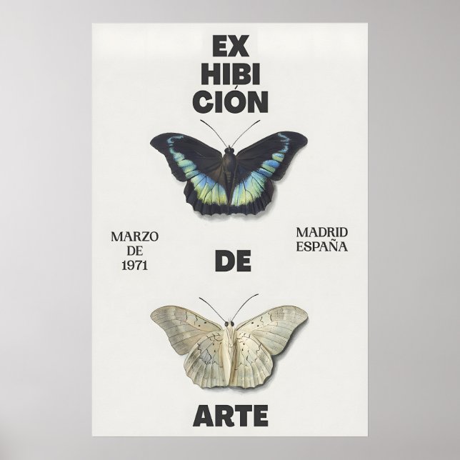 Butterfly Art Print 1971 Madrid Exhibition Poster (Devant)