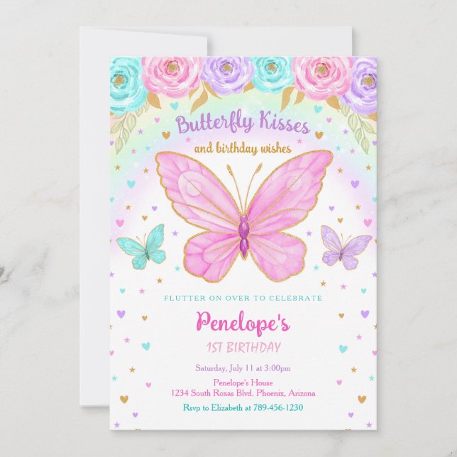 Butterfly Birthday Invitation (Devant)