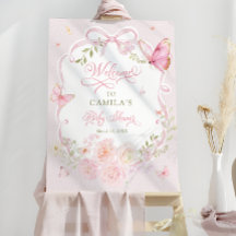 Butterfly Blush Bloom Girl Baby Shower Welcome 