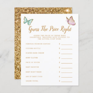 Butterfly Devinez le prix juste jeu de Baby shower