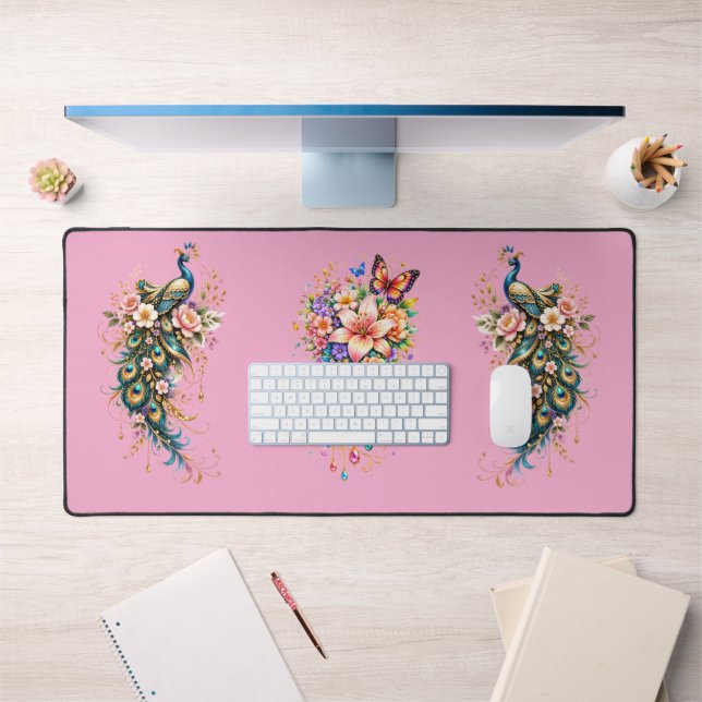 Butterfly & Floral Fantasy Desk Mat (Bureau 1)