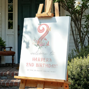 Butterfly Floral Girl Affiche de bienvenue fête d'