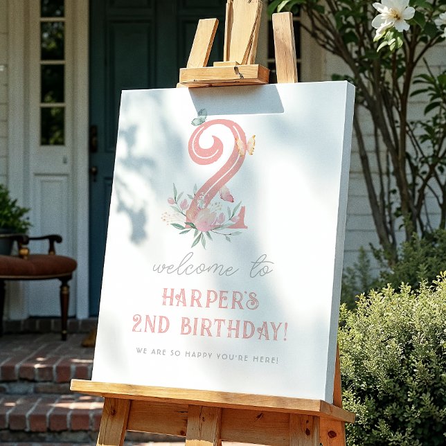 Butterfly Floral Girl Affiche de bienvenue fête d' (Créateur téléchargé)