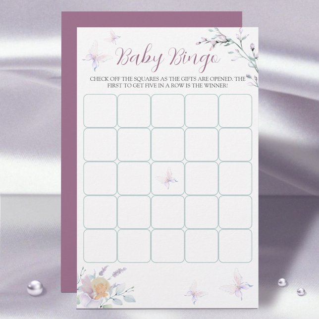 Butterfly Flower Watercolor Baby Shower Bingo game (Créateur téléchargé)