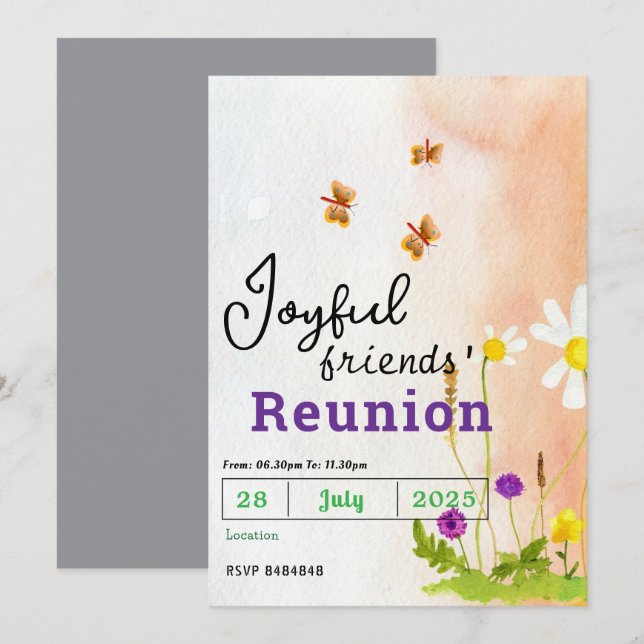 Butterfly Friends' Reunion Invitations  (Devant / Derrière)