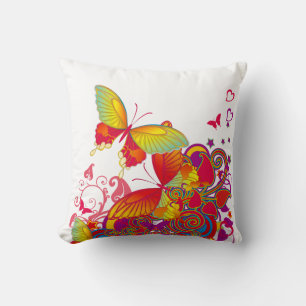 Butterfly Garden ArtDeco American MoJo Coussin