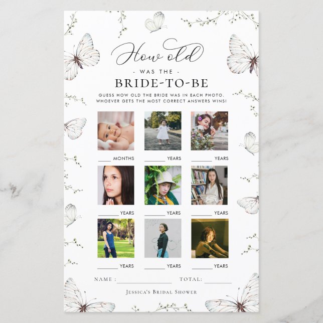 Butterfly How Old Was The Bride Game (Devant)