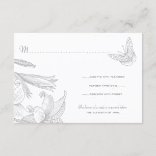 Butterfly Lilies Argent Mariage Anniversaire RSVP