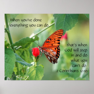 Butterfly on Wildfllowers, Scripture Verse Poster