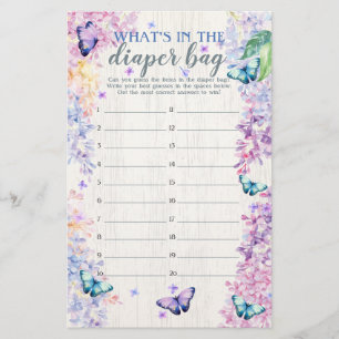 Butterfly What's in the Diaper Bag Shower Game