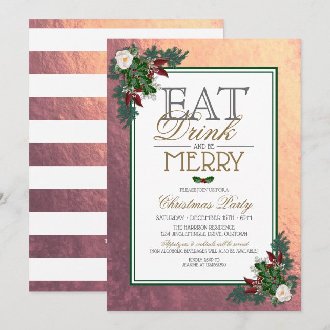 Buvez et soyez Joyeux Noël Fête Invitation (Devant / Derrière)
