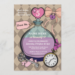 Buvez-moi invitation Alice dans l'anniversaire du