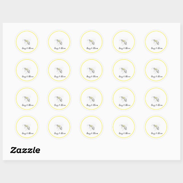 Buzz & Bloom Stickers - hand drawn bee design (Feuille)