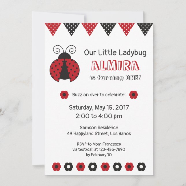 Buzz Sur Lady Bug Invitation Anniversaire (Devant)