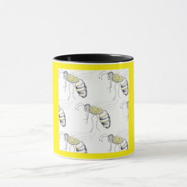 Buzzing with Style – Bee Illustration Ceramic Mug (Centre)