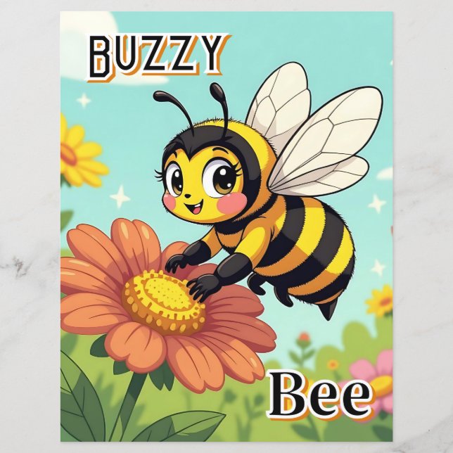Buzzy Bee | Mignonne illustration pour la nurserie (Devant)
