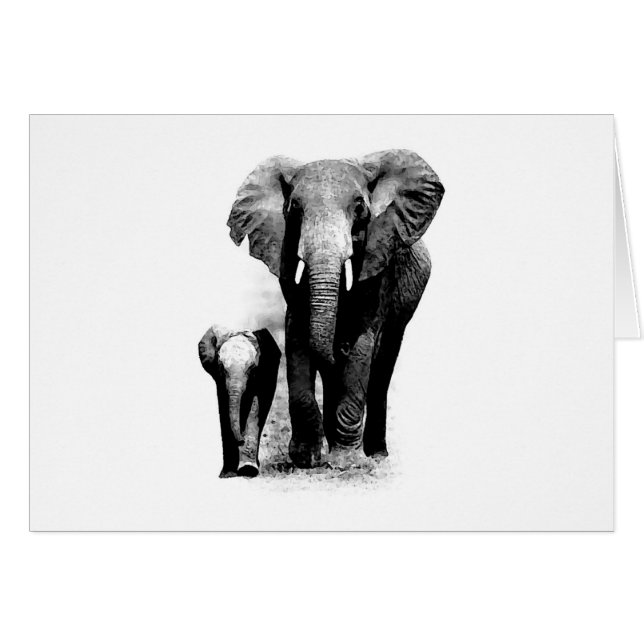 BW Elephant & Baby Elephant (Devant horizontal)