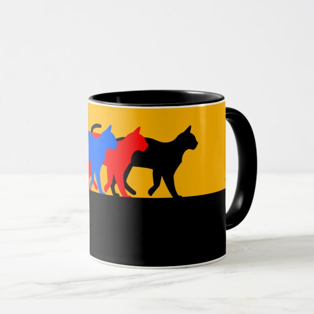 C01 - Tasse mit 3 farbigen Katzen (Devant droit)