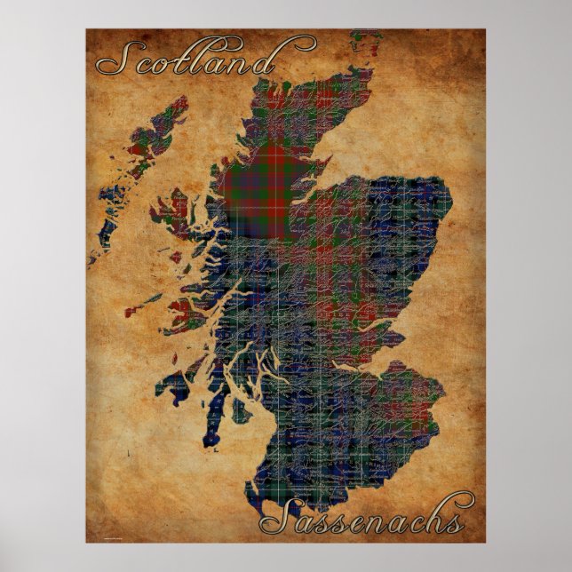 C18th Scotland and Sassenachs Carte Poster (Devant)