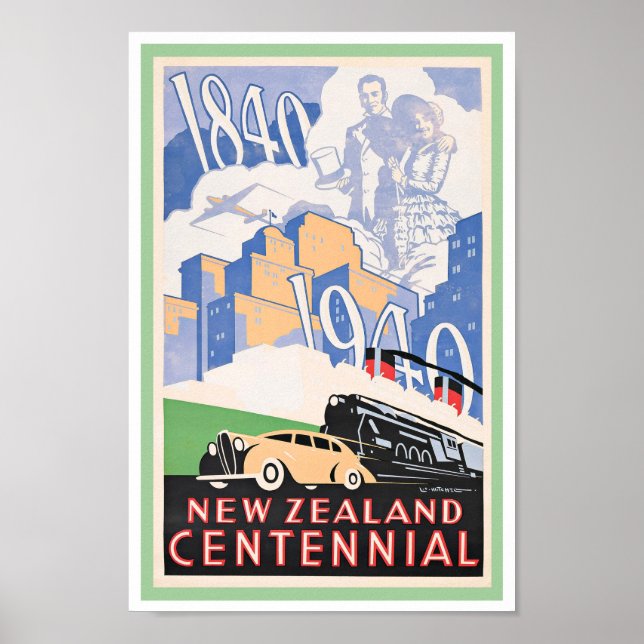 c1940 TRAVEL POSTER NEW ZEALAND (Devant)