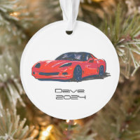 C6 Corvette Sports Voiture Rouge Dessin main