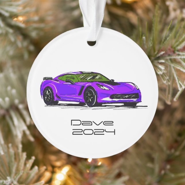 C7 Corvette Sports Voiture Purple Hand Draetch (Arbre)