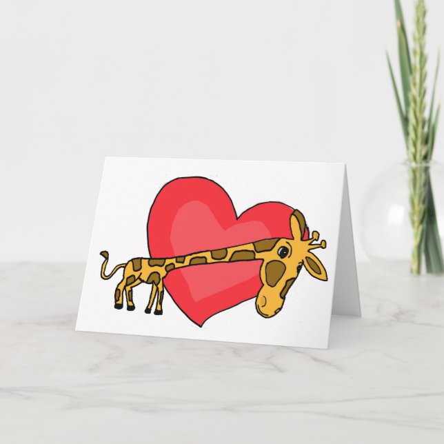 C.A. carte d'amour de girafe et de coeur (Devant)