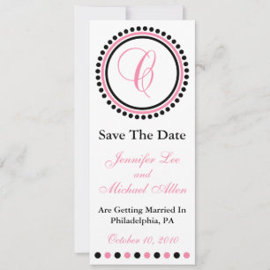 C Dot Circle Monogram Save The Date (Rose / Noir)
