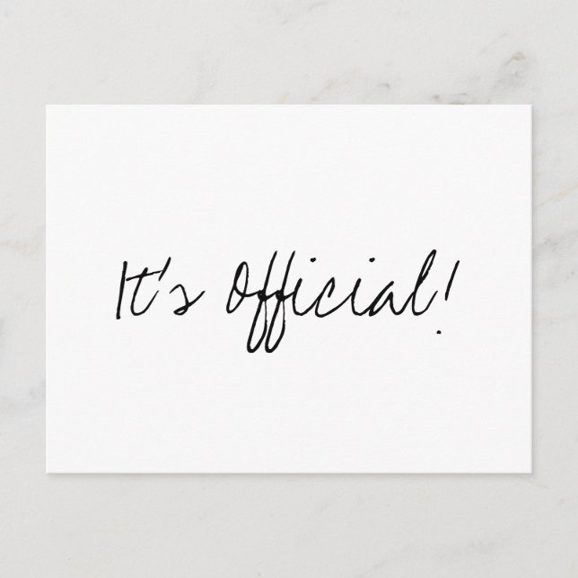 C’est officiel ! Faire-part Mariage simple élopé (Devant)