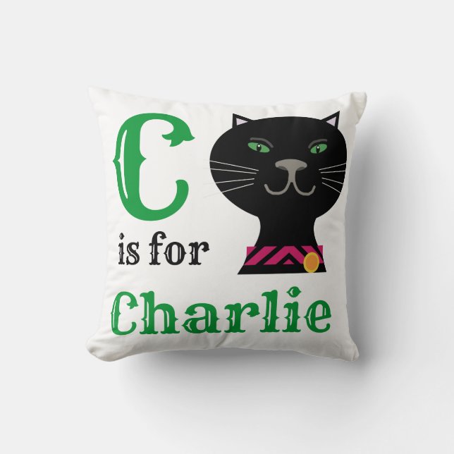 C est pour Charlie bébé garçon Coussin de jet (Recto)