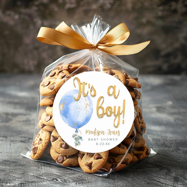 C’est un Autocollant de Baby shower Bleu Garçon (Its A Boy Favor Stickers)