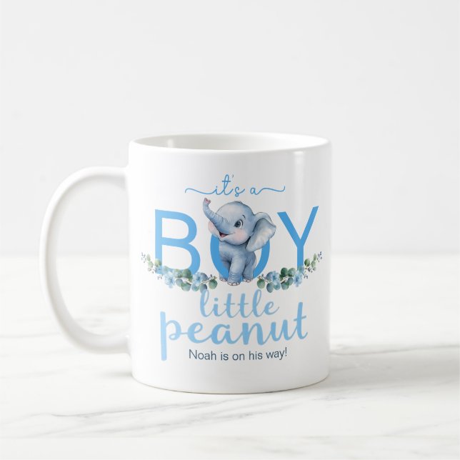 C’est un bébé éléphant Faire-part Mug - Blue W (Gauche)