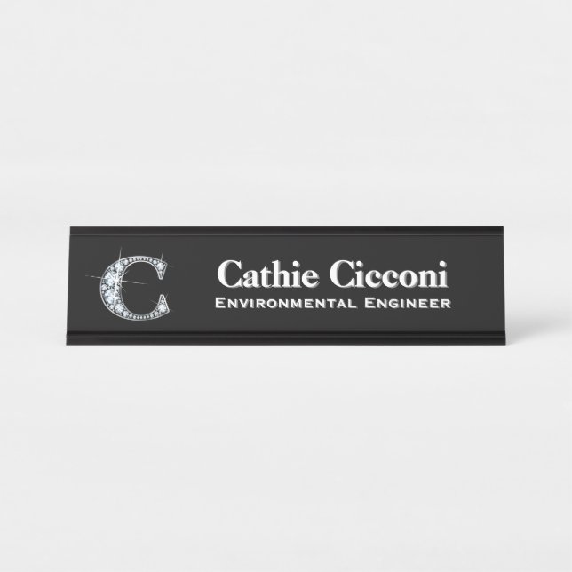 C Faux Diamond Desk Plaque signalétique (Devant)