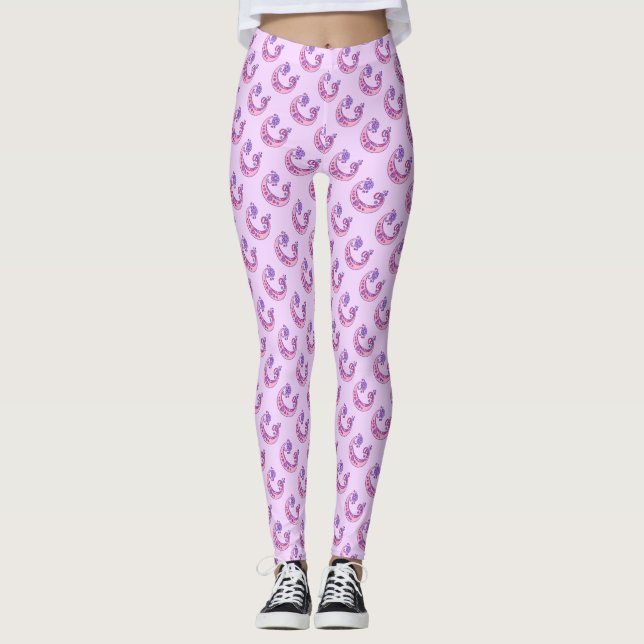 C leggings à motifs rose violet monogrammé (Devant)