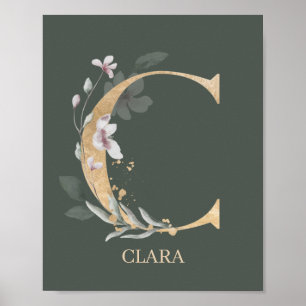 C Monogramme Floral Poster personnalisé