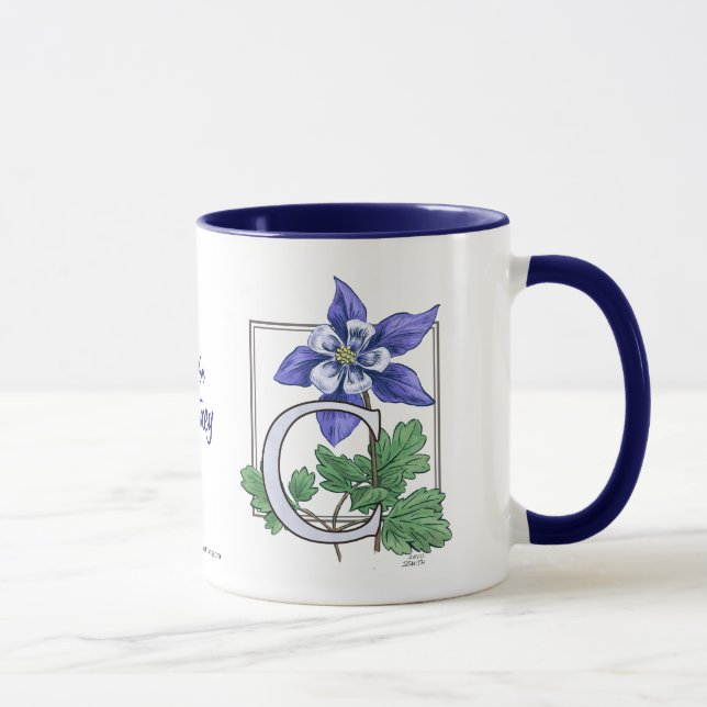 C pour la tasse de monogramme et de nom de fleur (Droite)