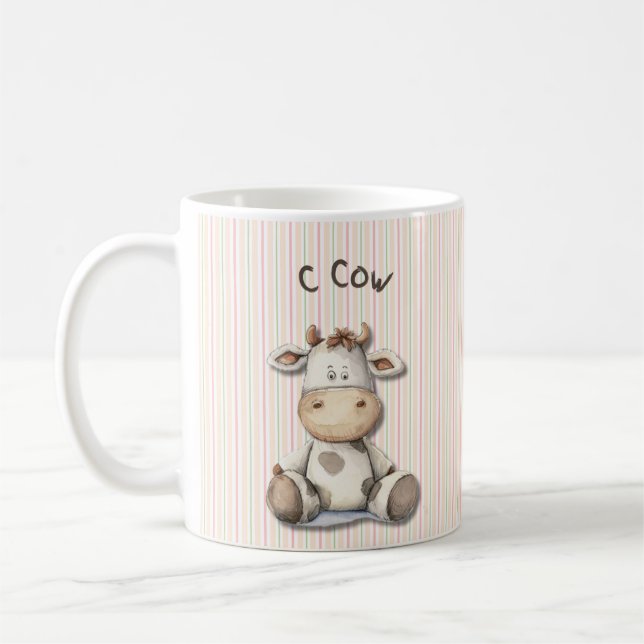 C pour vache : Mug mignonne pour enfants avec conc (Gauche)