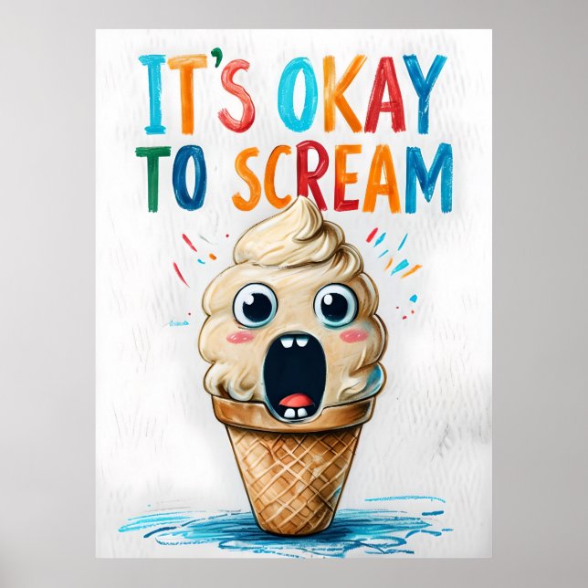 Ça va crier - Poster de crème glacée amusante (Devant)