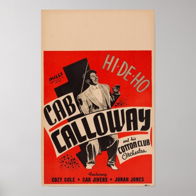 Cab Calloway et son affiche de l'Orchestre du Coto (Devant)