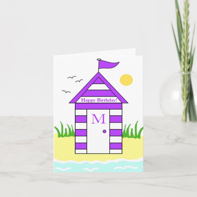 Cabane de plage carte violette (Devant)