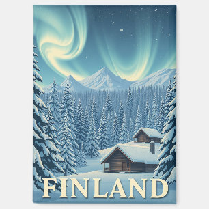 Cabane d'hiver Finlande Aurore Boréale Magnet